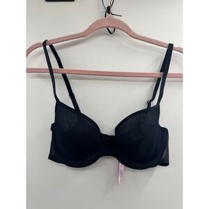 Savage X Fenty by Rihanna Nothin' But Net Plunge Bra Women 34C Black Unlined NWT